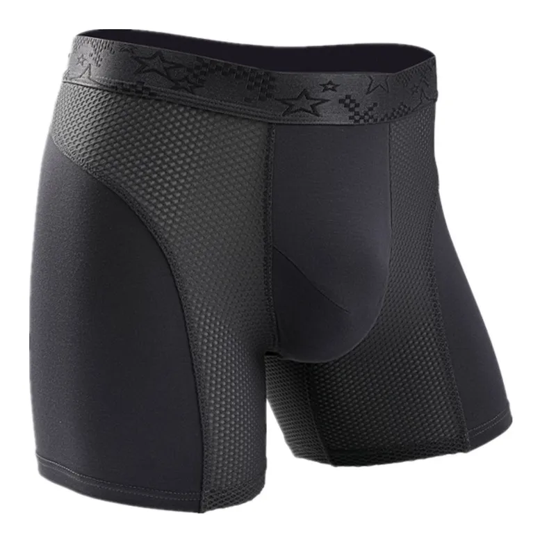 Men's Boxer Shorts Modal Underwear Homme Breathable Mesh Panties Man U Convex Pouch Middle Long Leg Underpants Plus Size XL-6XL