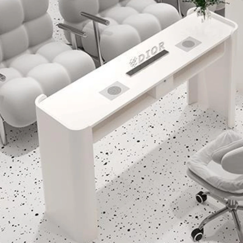 Newly Upgraded Nail Table Stainless Steel Cream Style Manicure Table American Popular Salon Furniture Nageltisch XYMJZ