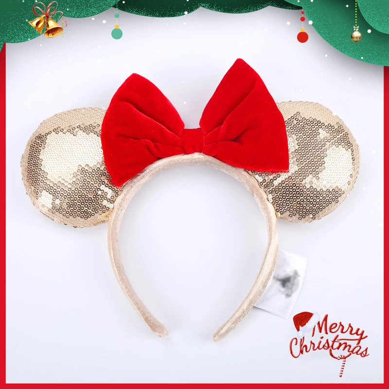 Disney Mouse Ears Bow Headband Christmas Holiday Wreath Headband Fancy Dress Party Princess Hair Accessories for Girls & Women