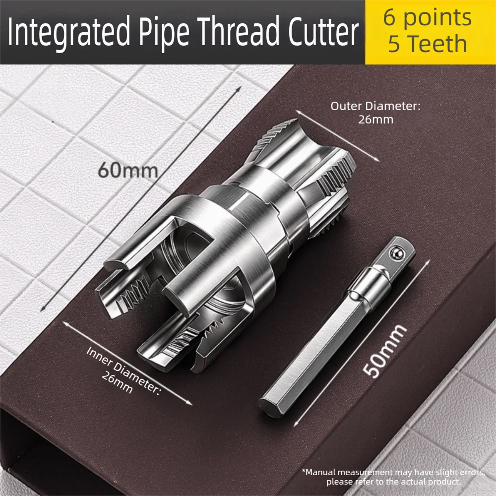 1/2 inch and 3/4 inch Pipe Threading Tool Hex Shank 5 Tooth Pipe Thread Cutter Quick Threading Internal External Threader