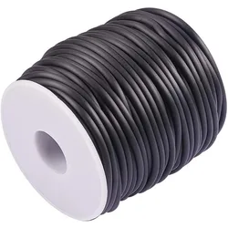 1 Roll 32.8 Yards Solid Rubber Cord Plastic Rope Round Elastic Cord Black Beading Crafting Stretch String for DIY Craft Making