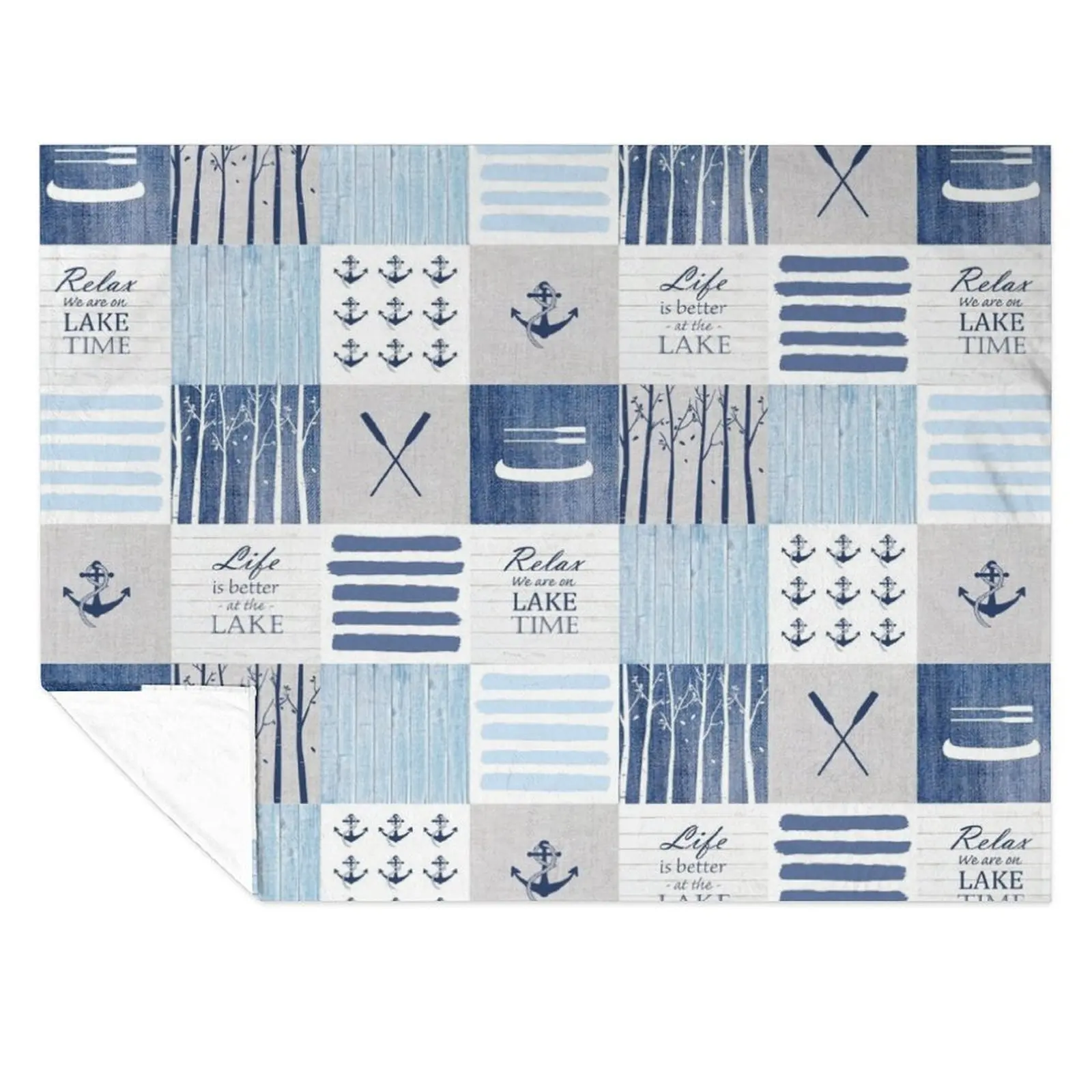 

Life is better at the lake patchwork Throw Blanket Decorative Sofa warm for winter Decorative Sofas For Sofa Thin Blankets