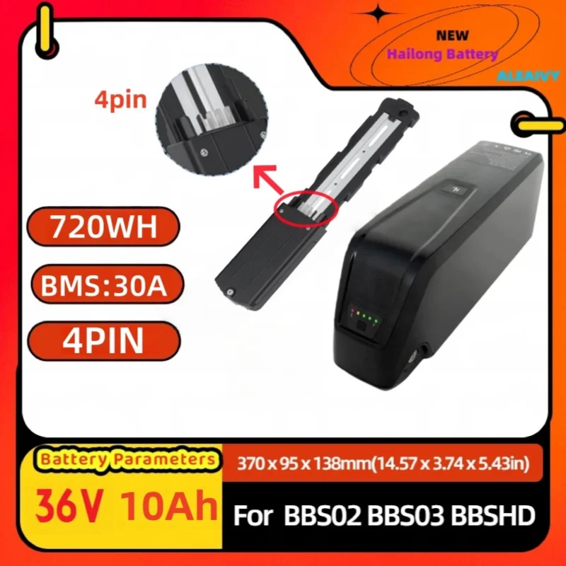 Hailong  Battery 48V 36V 52V 10Ah 15Ah 20Ah with 4-Pin/5-Pin Port for Bafang BBS01 BBS02 BBSHD Mid Drive  Bicycle Parts