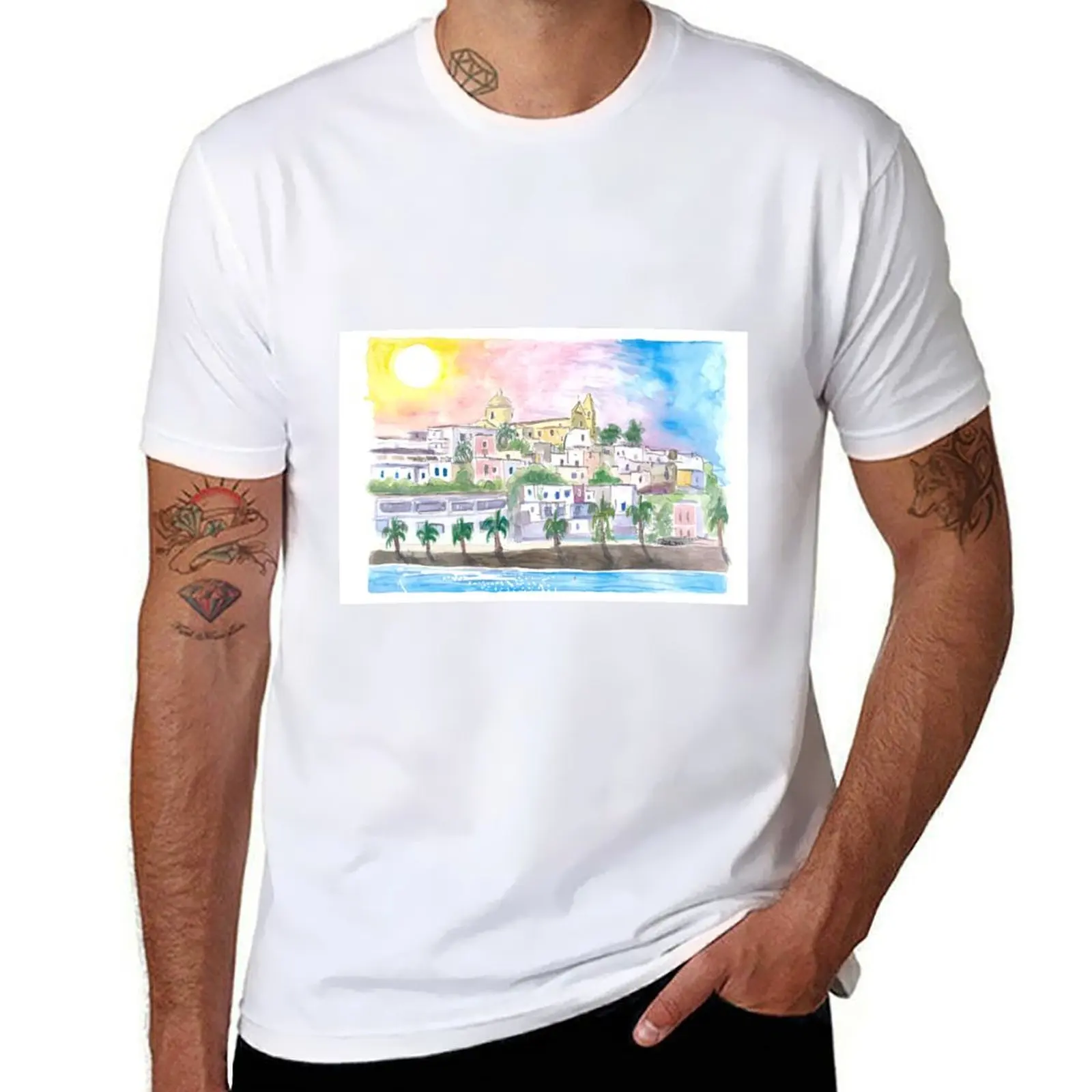 

tshirt t Islands cotton shirts T-Shirt Sunlight for shirts Aeolian Stromboli graphic man t 100% for man graphic funny over Italy