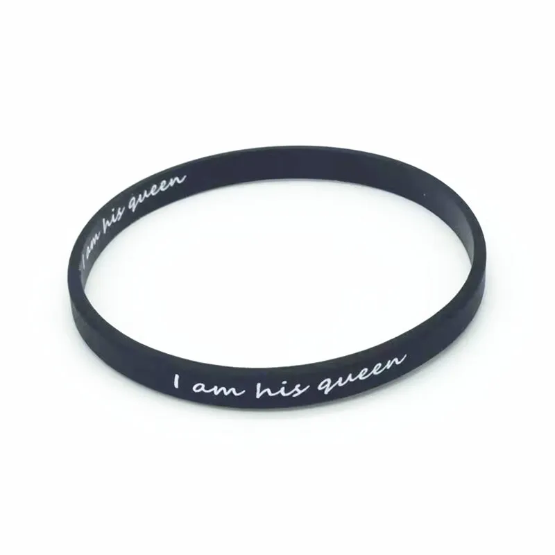 1pc/5pcs Just keep moving his beauty her king his queen her beast lovers matching couple rubber bracelet silicone wristband