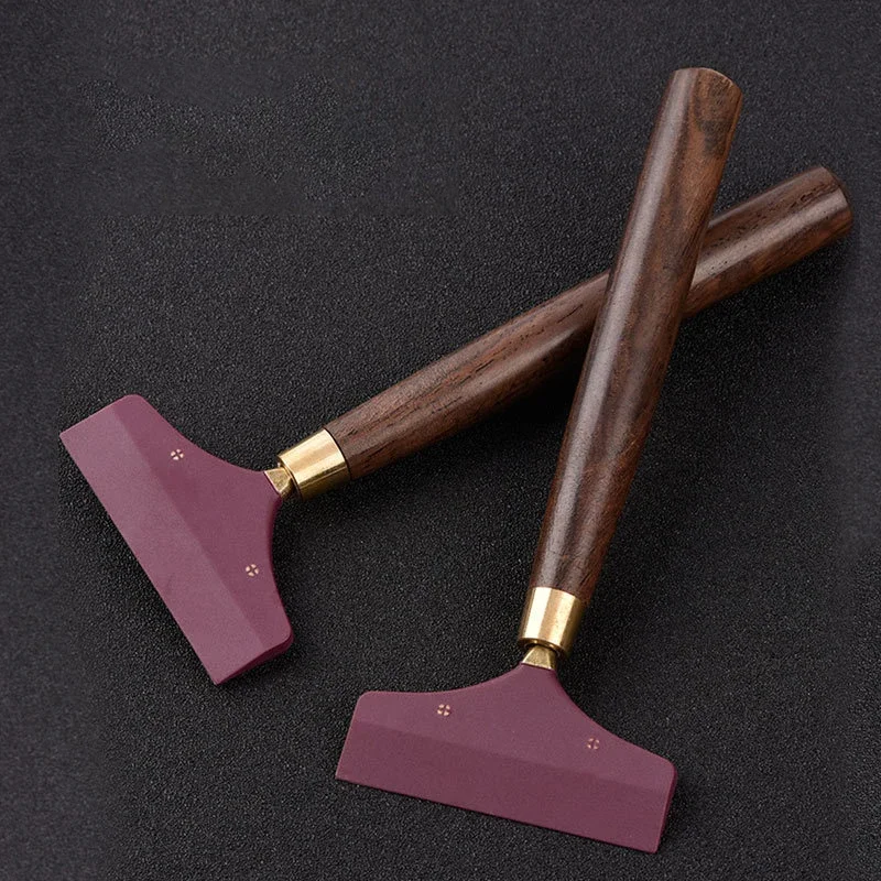 YOMDID Leather Scraper DIY Leather Crafts Smear Glue Thin Gluing Gumming Board Handmade Sewing Leather Scraper Sandalwood Handle