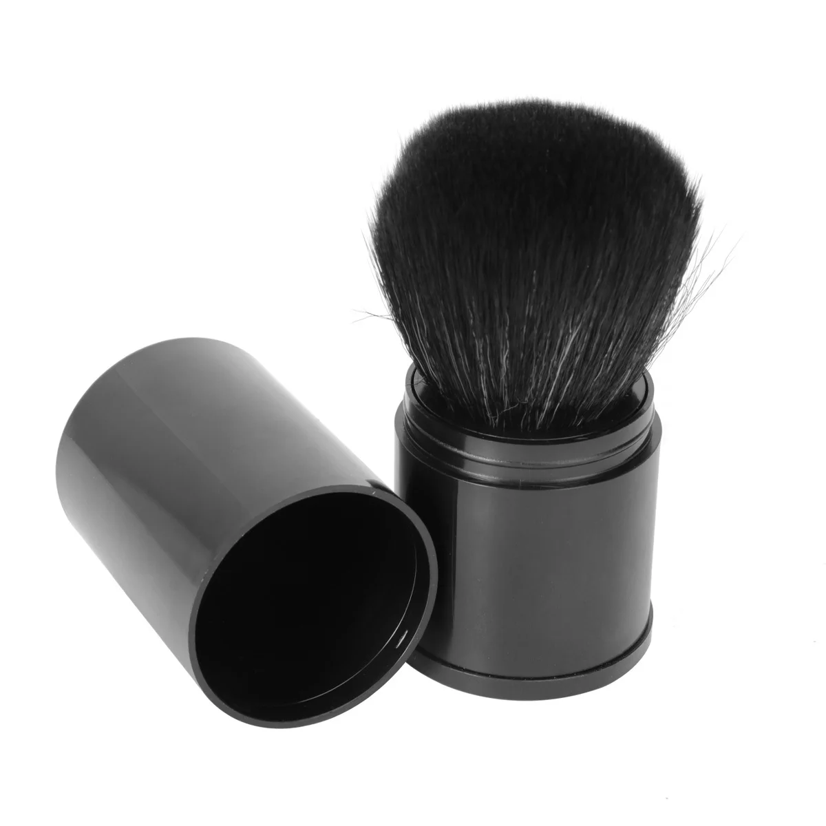 Brocha de maquillaje negra Flexible en polvo suelto para base, corrector, colorete, resaltador, suministros faciales, polvo suelto