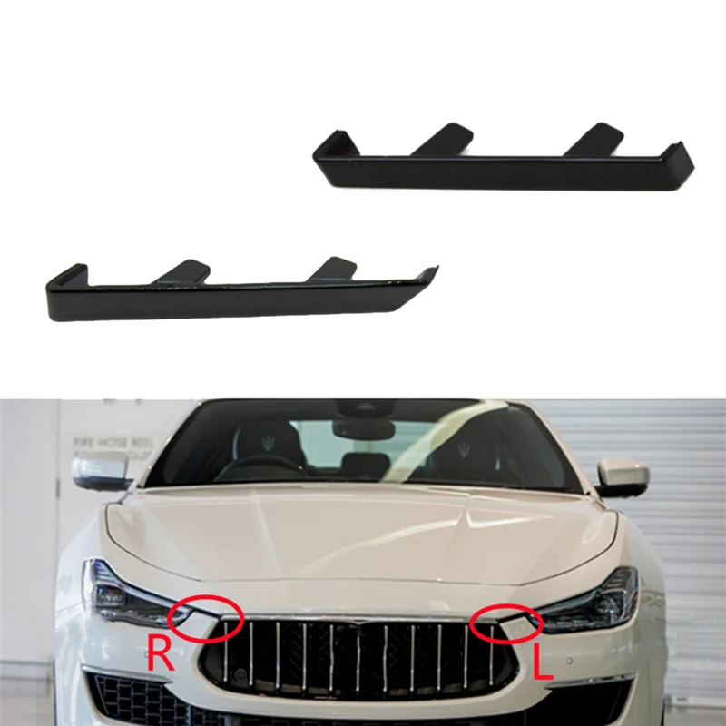 Front Bumper Left Right Plate Bracket Glossy Black Trim Holder for Maserati Ghibli M157 2014-2020 670011292 670011291