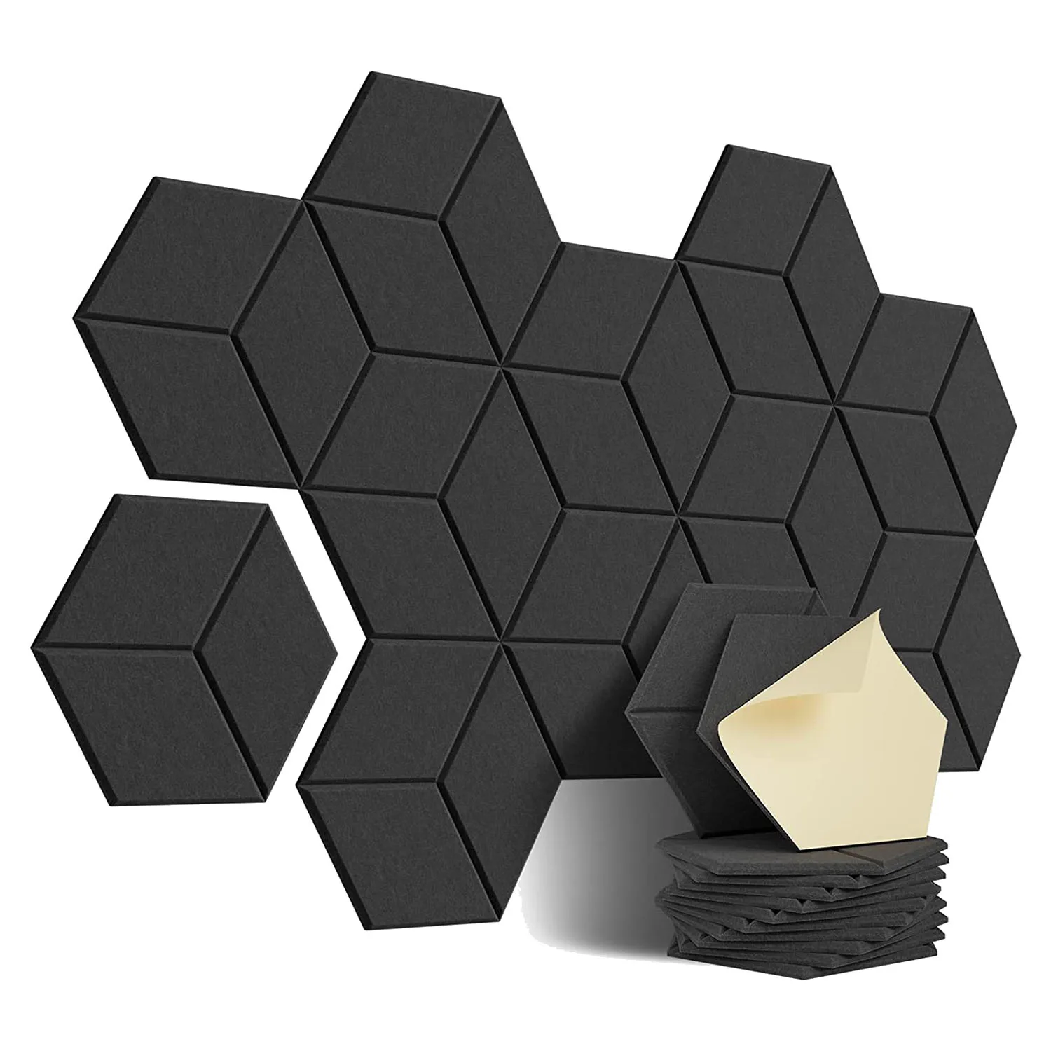 AT4112 PACK Acoustic Foam,Self-Adhesive Sound Proof Panels,for Sound Insulation &Acoustic Treatment(Black)