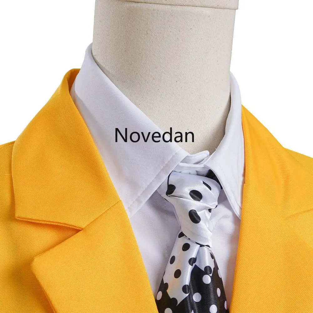 Movie The Mask Cosplay Costume Jim Carry Cosplay Yellow Uniform Carnival Party Suit Hat Green Mask Halloween Clown Props Outfits view 3