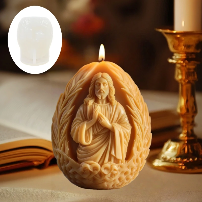 Páscoa jesus alívio ovo vela molde de silicone folhas ramos jesus alívio ovo resina molde jesus ovos gesso molde artesanato moldes