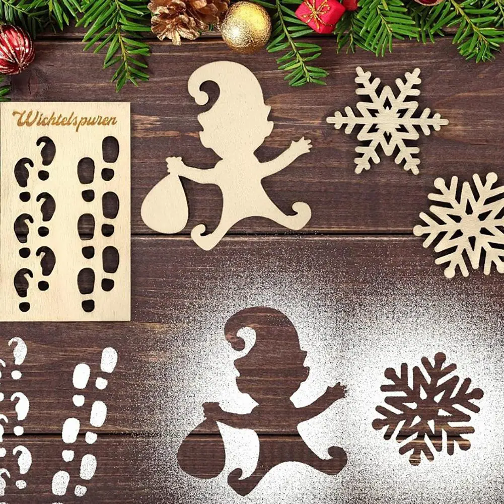 Christmas Gnome Window Decorations Snow Spray Stencil Templates Christmas Gnome Footprints Stencil Set for Window Floor Decor