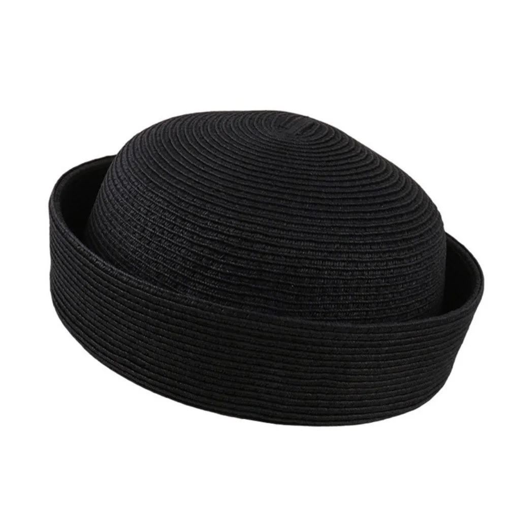 New Solid Women's Straw Pillbox Hat Round Shape Vintage Style Round Dress Hat Structured Crown Brimless Cap Daily Wear