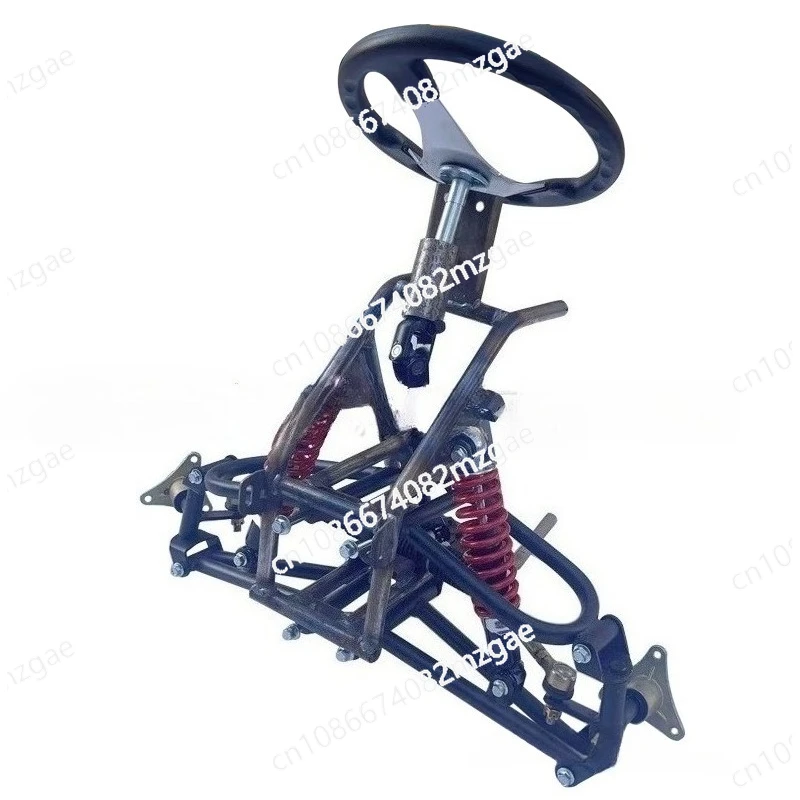 Two-Wheel to Three-Wheel Conversion Kit & ATV Parts: Includes Go-Kart Suspension Front Frame, Steering Wheel, Knuckle