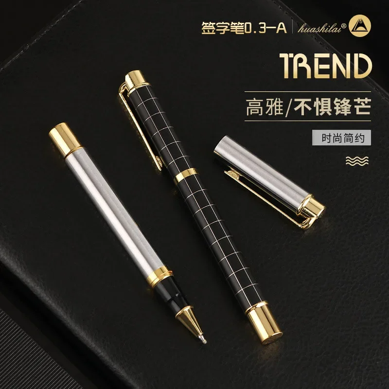 Luxury Metal Lattice Black Signature Ballpoint Pens for Business Writing Office Supplies Stationery Customized Logo Name Gift