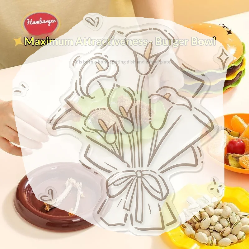 Stackable5/ 7th Floor Hamburg Dinner Plate Stackable Dinner Plate Bone Spit Plate Interesting Sauce Container Table Decoration
