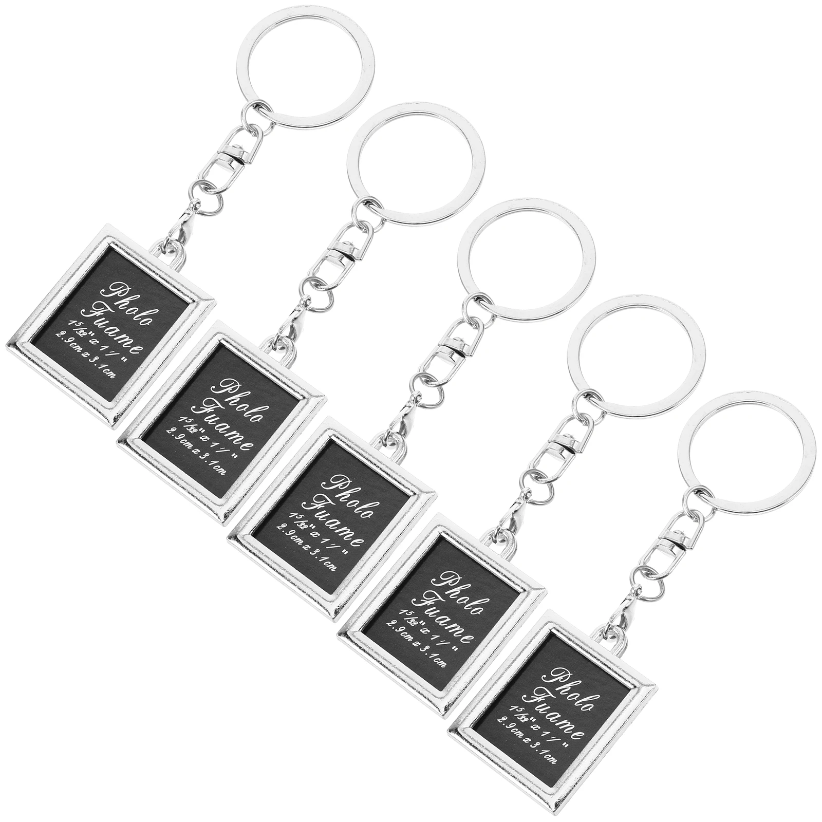 

5pcs Couple Keychain Durable Metal Photo Frame Key Ring Ideal Gift Keepsake Oval Picture Jewelry Accessory Trendy Decor