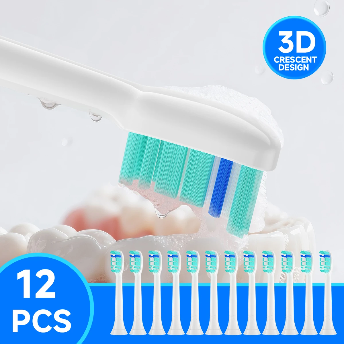 

12PCS/Compatible With PHILIPS HX9322 HX9331 HX9334 HX6252 HX6253 HX6530 Sonic Electric Vacuum Toothbrush Soft Bristle Heads