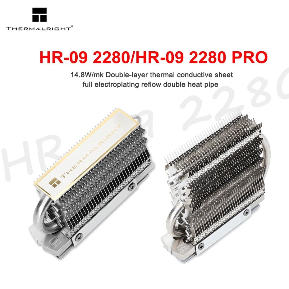 

Thermalright HR-09 2280/HR-09 2280 PRO Black M.2 Solid State Drive AGHP Heat Pipe Radiator SSD Cooler Fully Electroplated