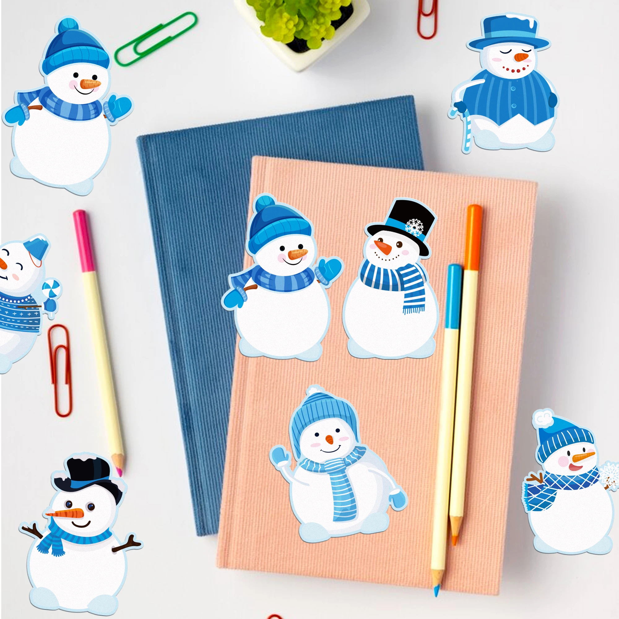 12/24 قطعة عيد الميلاد ثلج على شكل لوحات مذكرة ، منصات ملاحظات ذاتية اللصق ، الثلاجة ملاحظات لاصقة لمستلزمات حفلات عيد الميلاد