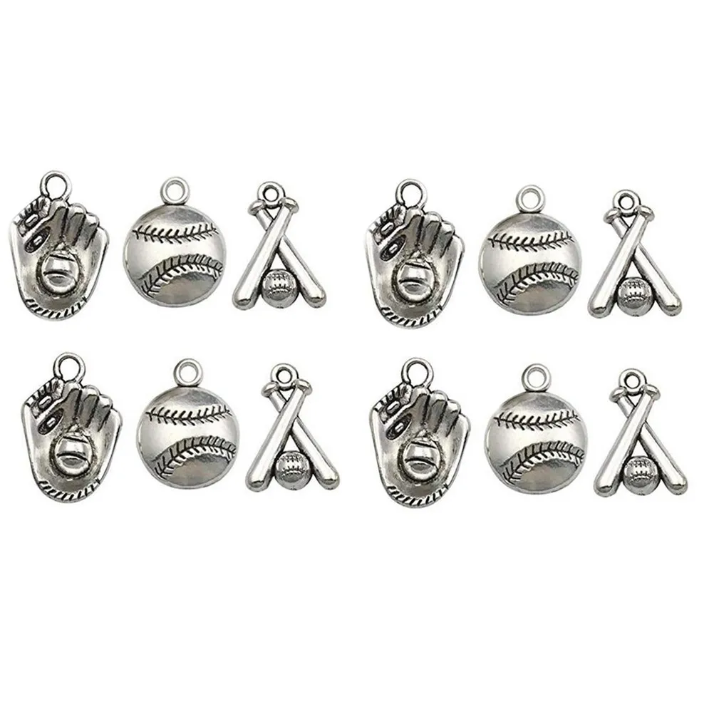 60pcs Baseball Bat Charms for Jewelry Making – Alloy Pendant Dangles for Necklace & Bracelet Crafting