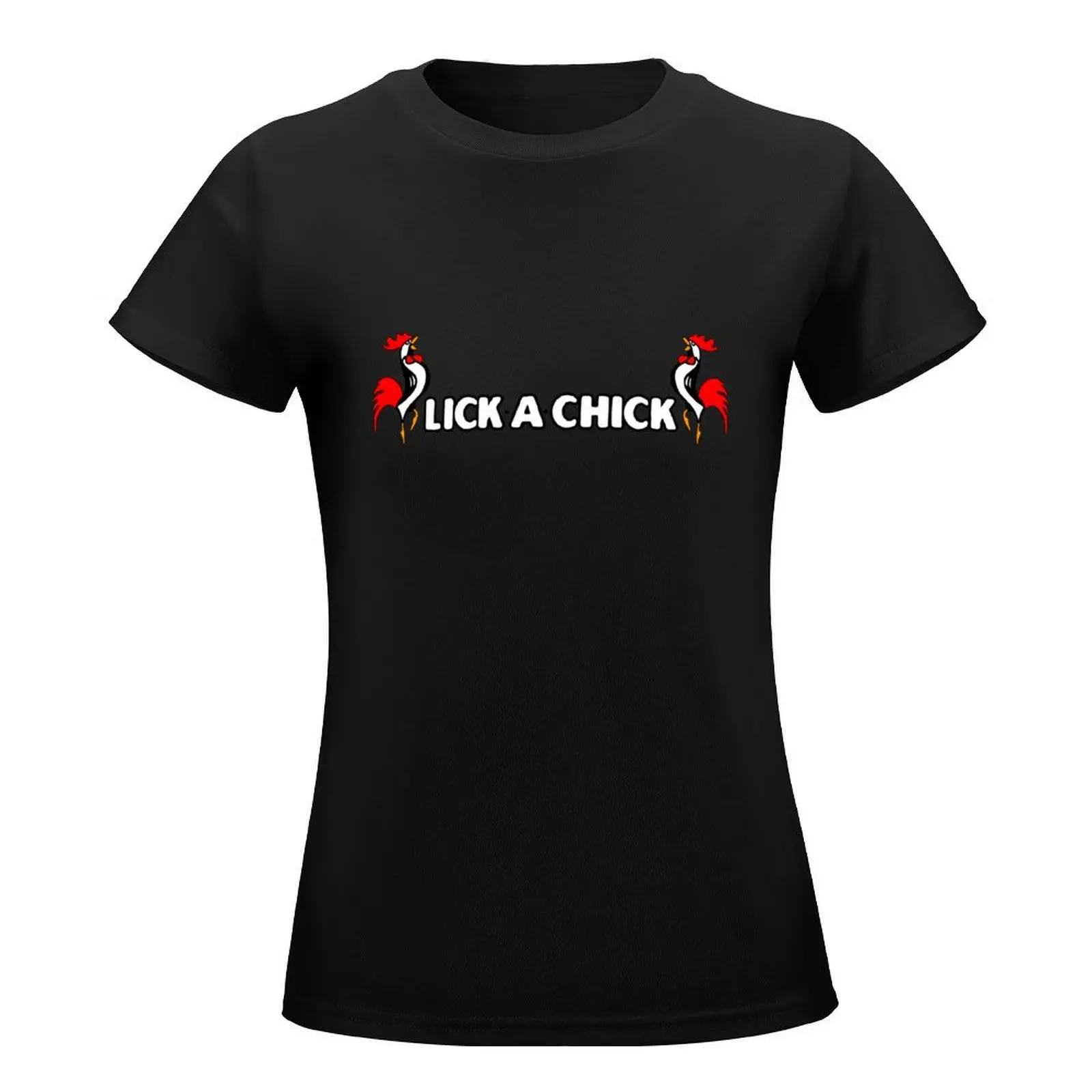 Lick a Chick; Rooster; T-Shirt Blouse summer tops animal print shirt for girls summer top summer clothes for Women