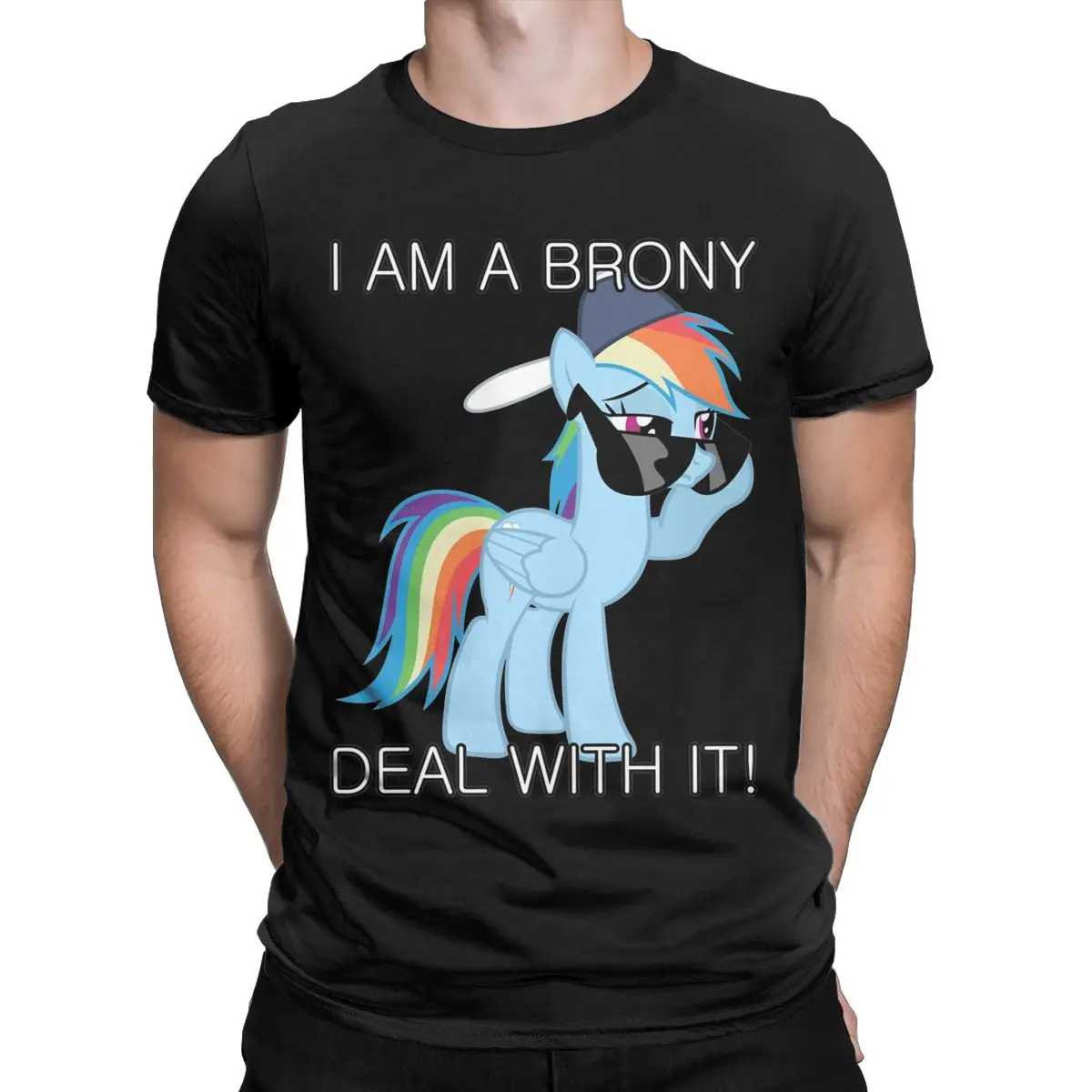 Casual Rainbow Dash Brony T-Shirt Men Round Collar Pure Cotton T Shirts Mlp Short Sleeve Tees Classic Clothing