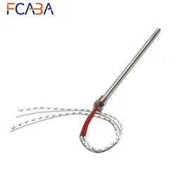 FCABA 8mm Dia 350~600mm DN8/12mm Threaded Single-head Heating Tube 110V/220V/380V 201 Stainless Steel Heating Rod with Nut