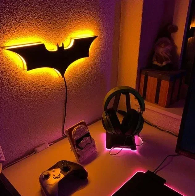 2025 40cm Cool LED Wall Lights with Wireless Remote Control and Color Change Bat Wings Shape Bedside Light Atmosphere Logo Lamp
