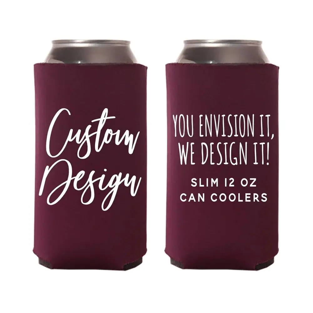 

Custom Slim 12oz Wedding Can Cooler - Your Custom Design - Wedding Favors, Beverage Insulators, Beer Huggers, Wedding Favor, Par