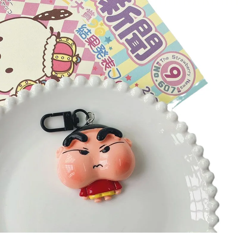 Crayon Shin Chan Chaveiro para Meninas, Pingente de resina bonito dos desenhos animados, Acessórios para mochila, Doce presente do melhor amigo