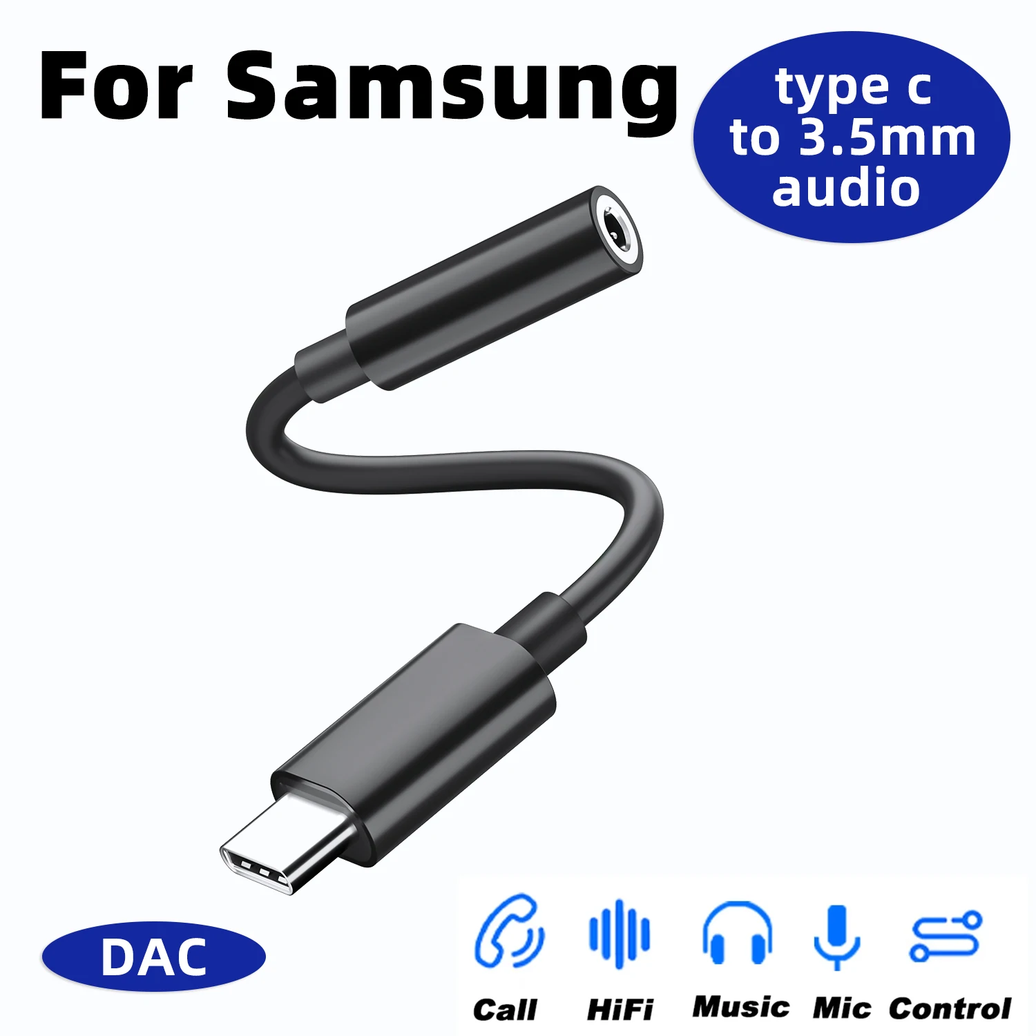 LOCONAQ Dac 휴대용 USB C 타입 디지털 아날로그 변환기 오디오 어댑터, 픽셀 삼성 S23 용 지지대 마이크, 48 kHz, 3.5mm