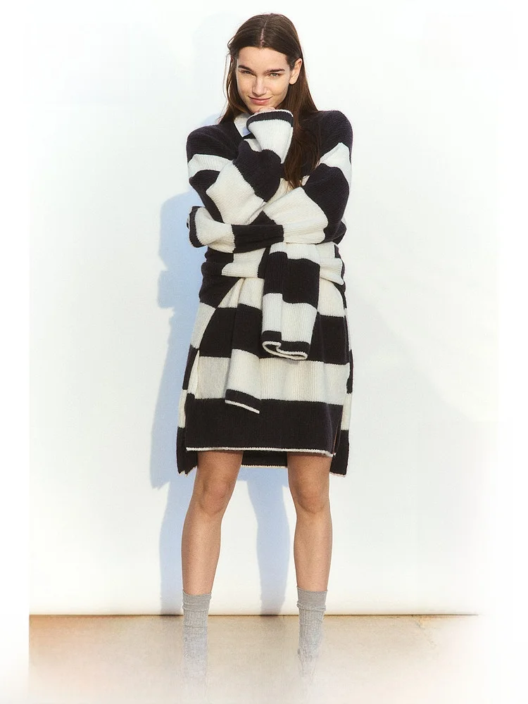 

Женское трикотажное платье H&M, лето 2026, с круглым вырезом, длинным рукавом, миди, повседневный стиль, полиэстер, спандекс, эластичное волокно