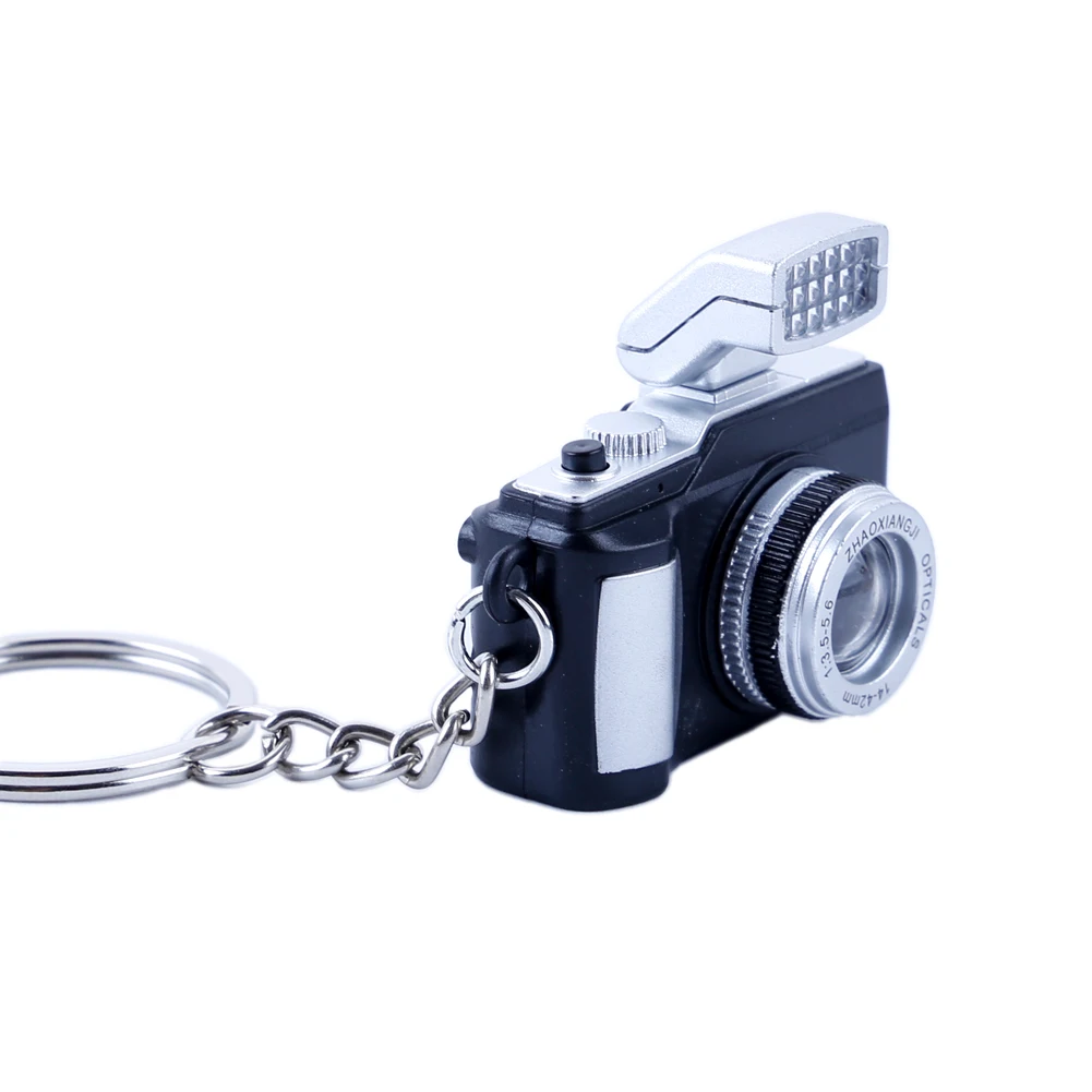 Retro Camera Keychain Mini Sound Light Model Bag Charm Car Key Chain for Creative Glowing Keychain Toy Camera Bag Doll Keyring