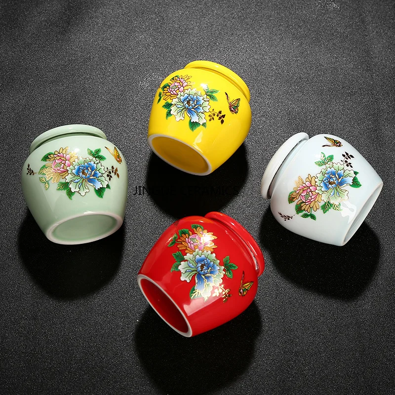 Mini Ceramics Tea Caddy Tieguanyin Tea Storage Tank Travel Portable Sealed Tea Jar Coffee Container Household Storage Tanks