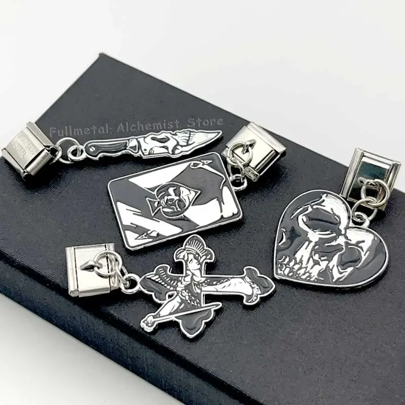 سحر الإيطالية الفولاذ المقاوم للصدأ سوار 9 مللي متر وحدة DIY الربط قلادة الظلام الشرير كول الجمجمة رئيس صنع المجوهرات للرجال النساء