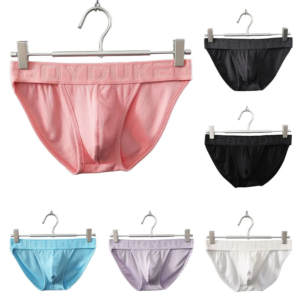 Comfortable Breathable High Fork Briefs Underwear Men's Ribbed Lingerie Middle Waist Fashion Sports Panties U Pouch