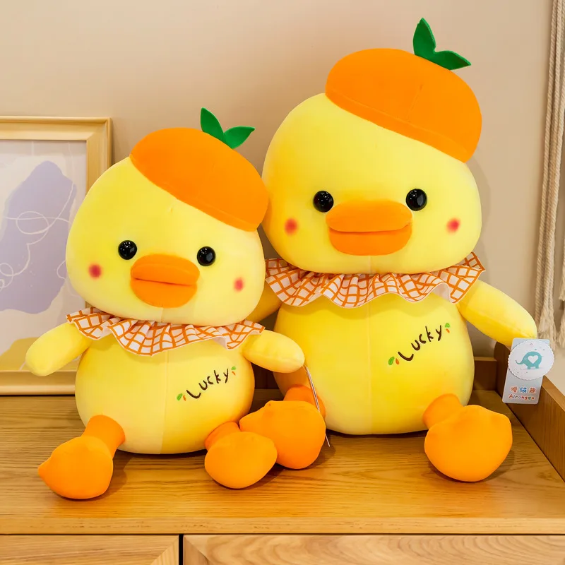 Lucky Duck Plush Doll Toy Cute Duck Doll With Hat Big Pillow Girl Bed Sleeping Doll Stuffed Kawaii Cushion Wholesale Child Gifts