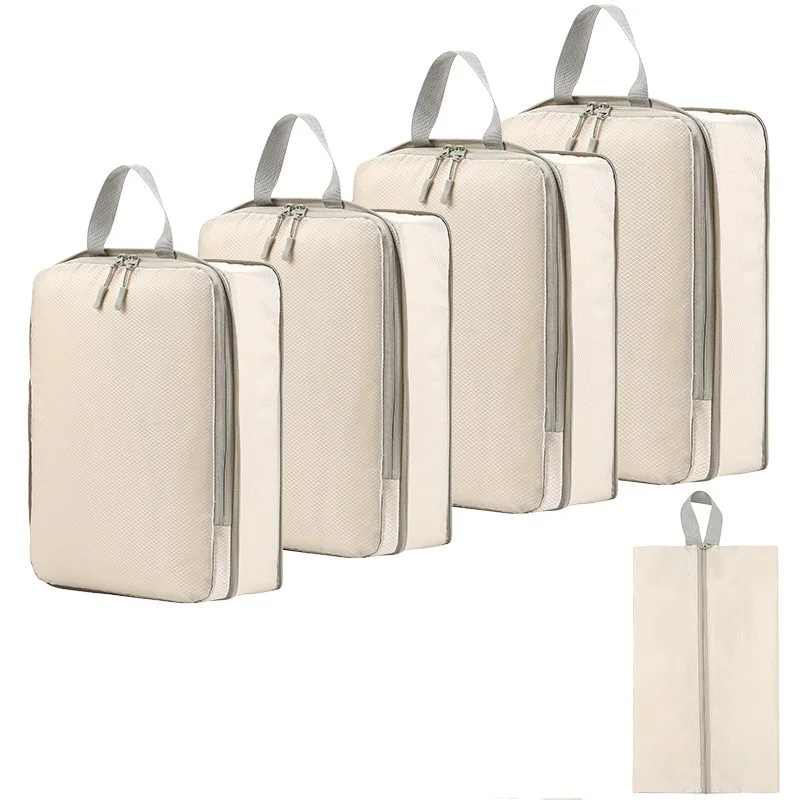 

5 Sets Compression Packing Cubes Shoes Bag Suitcase Organizer Bags Set for Travel Accessories