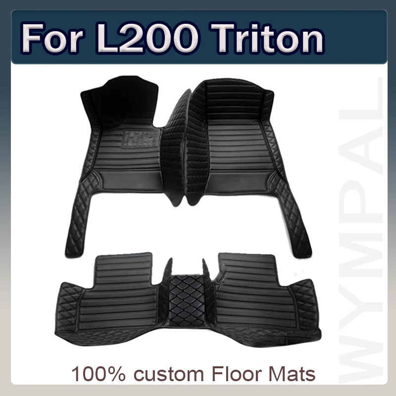 Custom Made Leather Car Floor Mats For Mitsubishi L200 Triton 2016 2017 2018 2019 2020 2021 Carpets Rugs Foot Pads Accessories