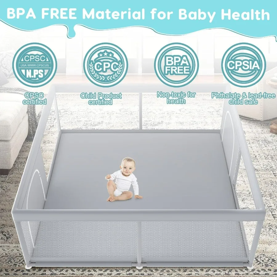 Box per bambini extra large 79 × 79 per uso interno ed esterno Robusto cortile da gioco di sicurezza con morbida rete traspirante Design anticaduta I