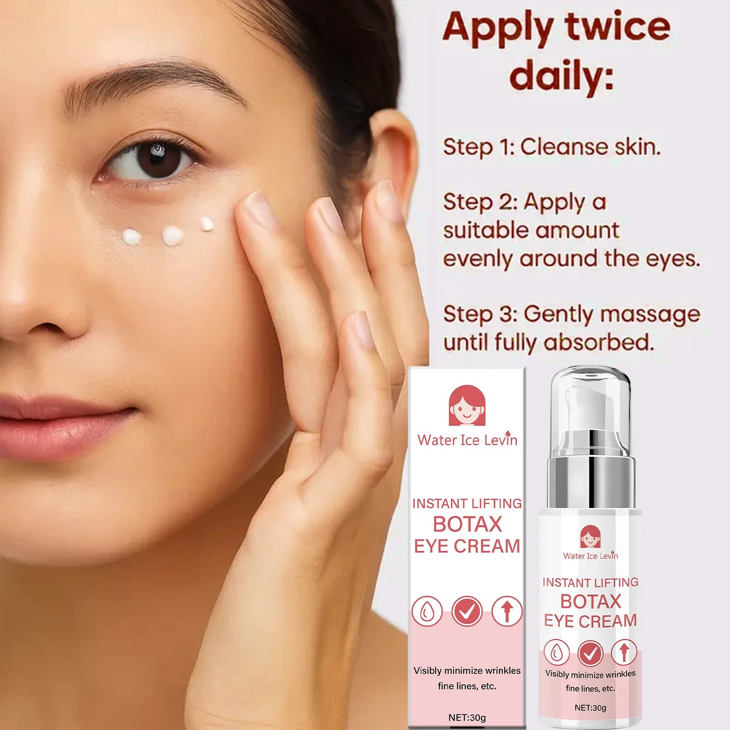 Instant Lifting Botax Oogcrème, Bijengif-geïnfuseerd, verstevigt en hydrateert, minimalisiert rimpels - Zacht voor alle huidtypes