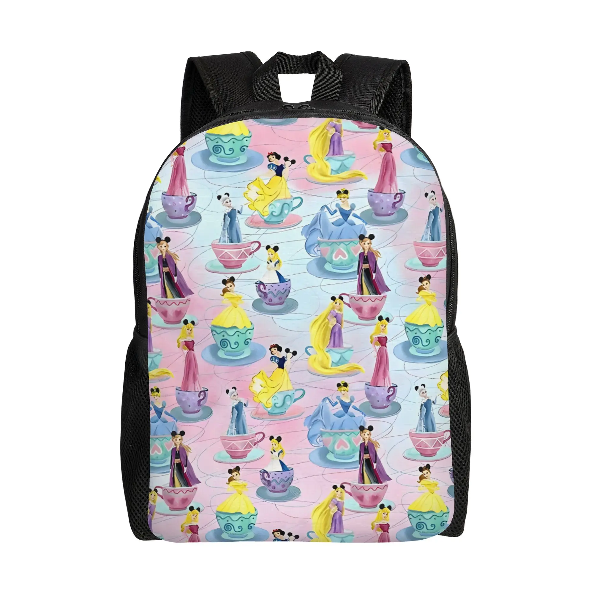 

Walt Cartoon College Bag Back to school season Princess Tea Cups Harajuku Design Backpack