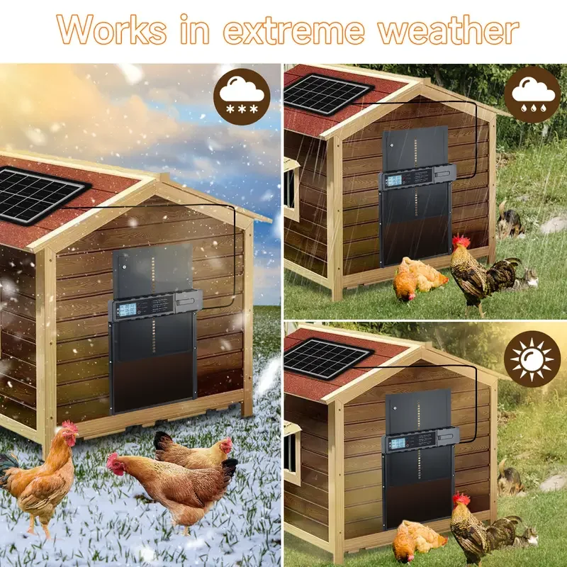 1 Buah Pintu Hewan Peliharaan Sensor Surya Beberapa Mode Kontrol Pintu Kandang Ayam Otomatis, Bahan Paduan Aluminium Padat, dengan Remote Control