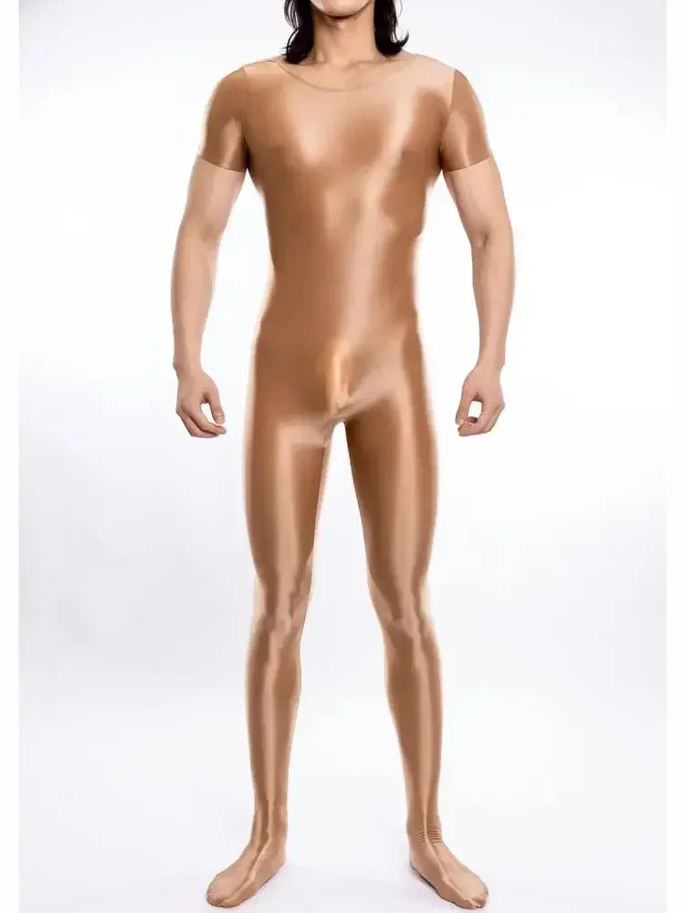 للجنسين قصيرة الأكمام لامعة لامعة بوديستوكينج سلس التمثال جوارب طويلة ارتداءها الجوارب يوتار الملتصقة بذلة Catsuit Unitard