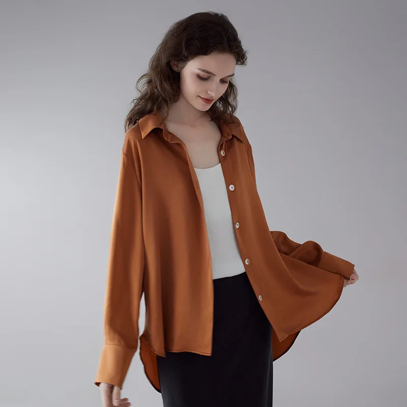 

Высококачественная женская рубашка из натуральной шелковой ткани, новая летняя тяжелая рубашка