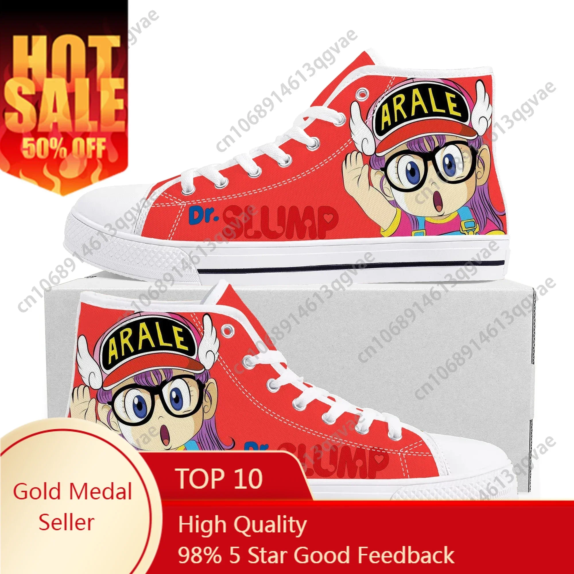 

Anime Cartoon Arale Dr Slump High Top Sneakers High Quality Canvas Sneaker Casual Mens Womens Teenager Couple Shoes Custom Shoe