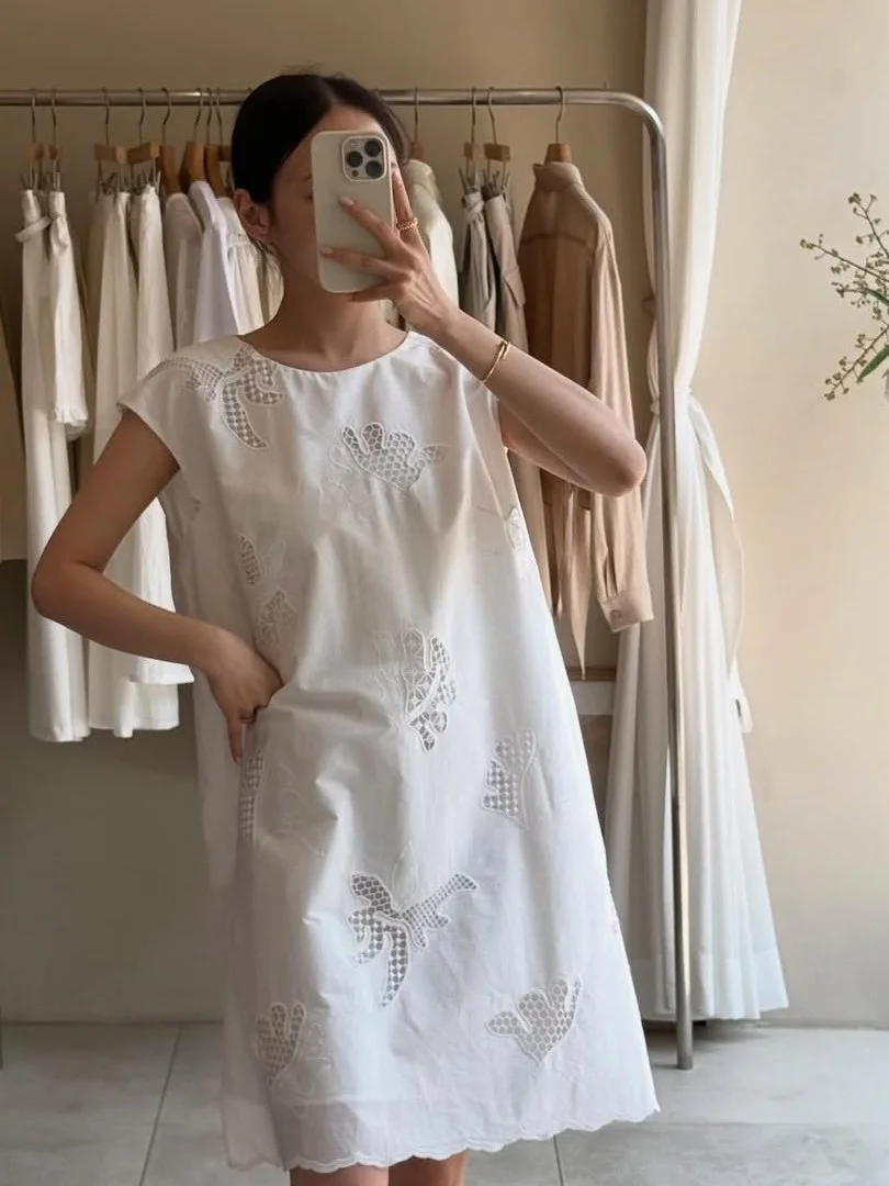 Retro Hooked Floral Svel Vest Dr Women's A-Line Ele  Skirt Korean Sle Ci Commute Summer New Design