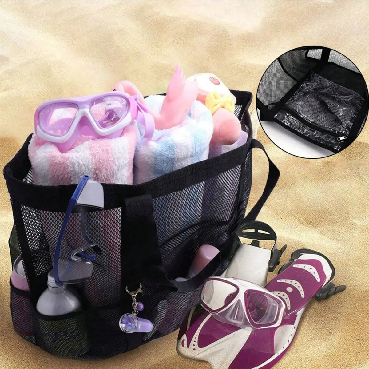Large Capacity Beach Toy Storage Bag, Swimming Bag, Travel Hand-Held Single Shoulder Beach Bag, Swimsuit Storage Bag