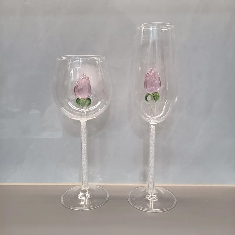 

Romantic Glass Cup Rose Cocktail Red Wine Glass Halloween Party New Year Christmas Gifts